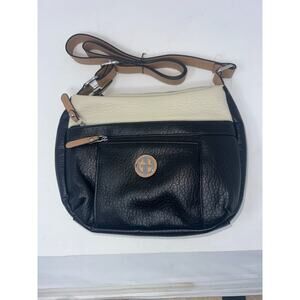Giani Bernini Colorblock Pebble Hobo in Black/Ivory/Silver